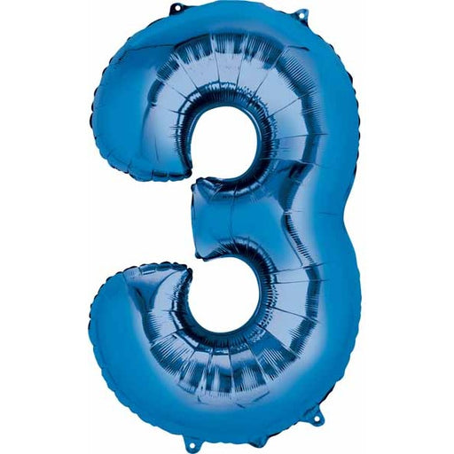 34 Inch Royal Blue Number 3 Foil Balloon