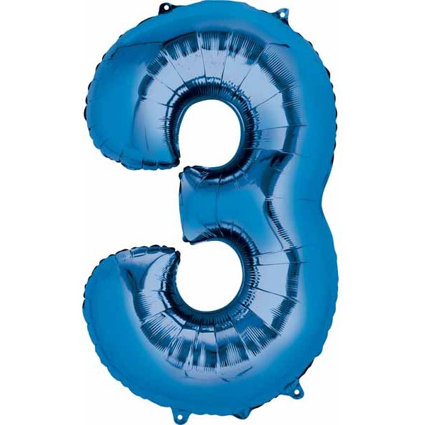34 Inch Royal Blue Number 3 Foil Balloon
