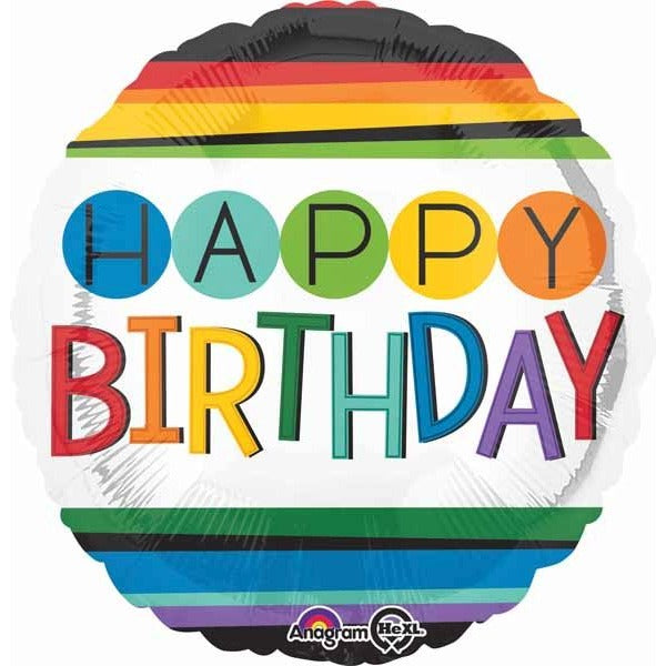Rainbow Birthday 18-Inch Round Foil Balloon