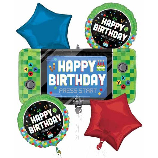 8-Bit Happy Birthday Foil Balloon Bouquet