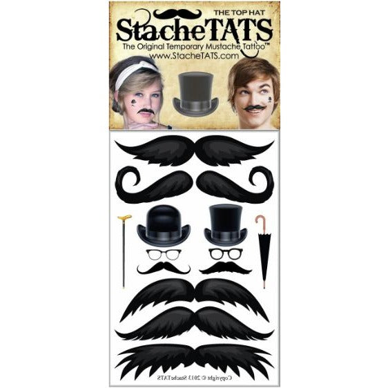 StacheTATS Top Hat Temporary Moustache Tattoos