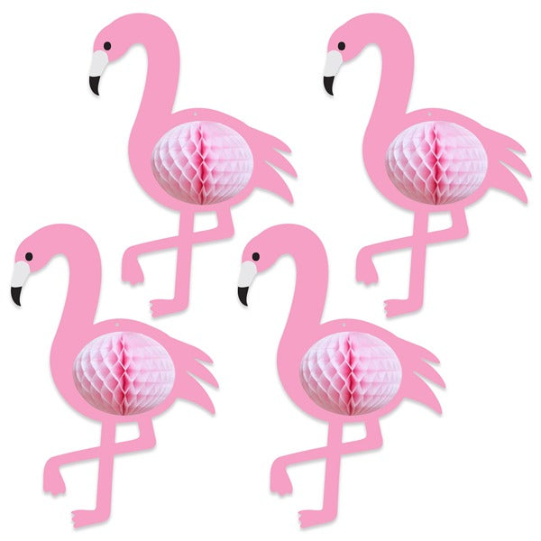 Tissue Flamingo Decorations, 4 Pack