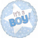 It's a Boy Blue Star Foil Balloon, 18 Inch