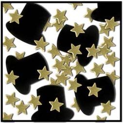FANCI-FETTI TOP HATS & MINI STARS BK/GD