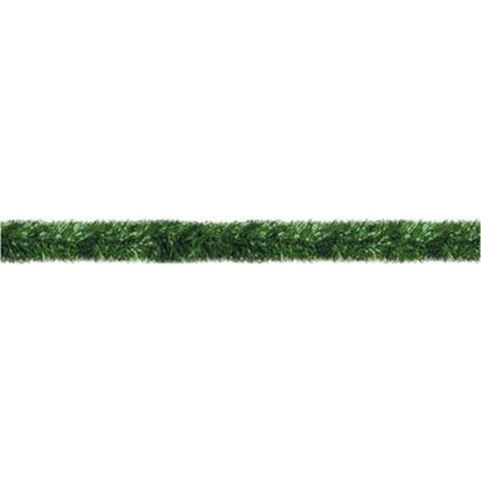 100' Green Tinsel Garland With Storage Box.