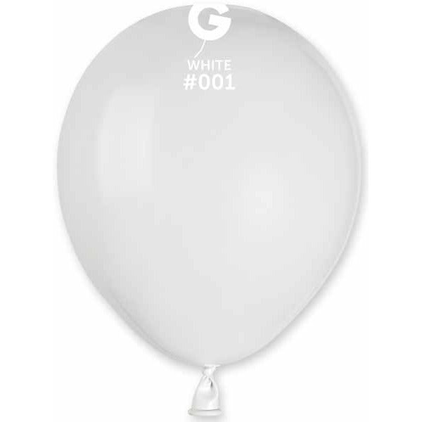 Gemar 5 Inch White Latex Balloons #001, 100 Count
