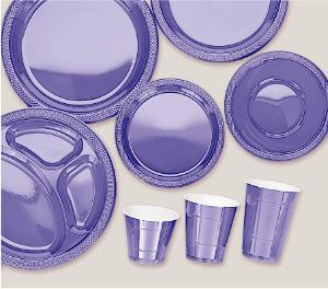 New Purple 10-Inch Divided Plastic Plates, 20 Count
