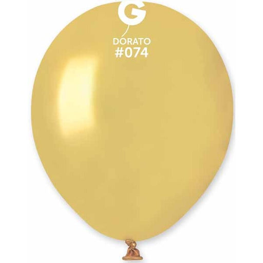 Gemar 5" Metallic Gold #074 Latex Balloons, 100 Pack