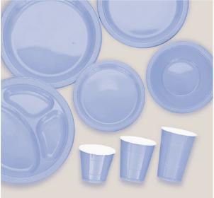 Pastel Blue 10-Inch Divided Plastic Plates, 20 Count