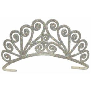 Silver Glittered Tiara with Attachable Combs