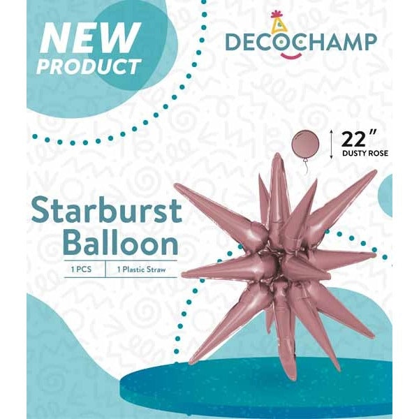 Decochamp Dusty Rose Starburst Foil Balloon, 22 Inch