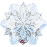 18-Inch Silver and Blue Holographic Snowflake Foil Balloon