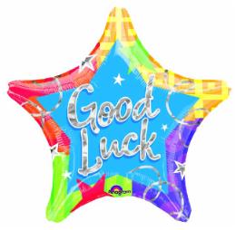 19-Inch Good Luck Blitz Star Prismatic Foil Balloon