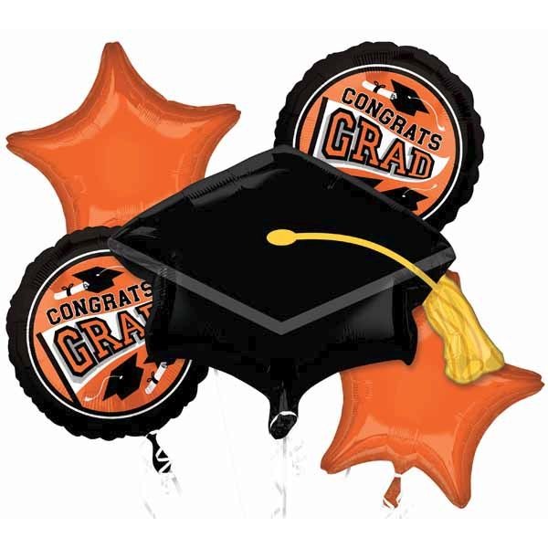True to Your School Orange Graduation Foil Balloon Bouquet