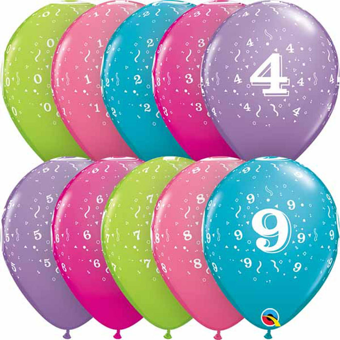 11" Trendy Number Pack - 50 Pieces (0-9)