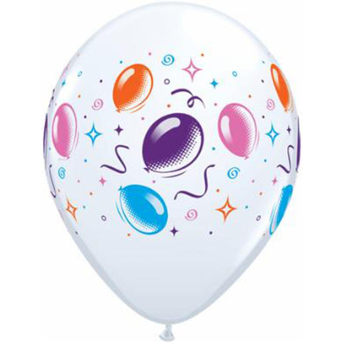 Colorful 11-inch Pioneer Latex Balloon with streamer accents, perfect for creating a festive and lively atmosphere at your party