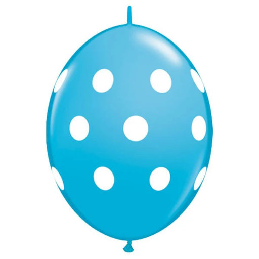 Qualatex QuickLink 12" Big Polka Dots Robin's Egg Blue Latex Balloons (50/Pk)