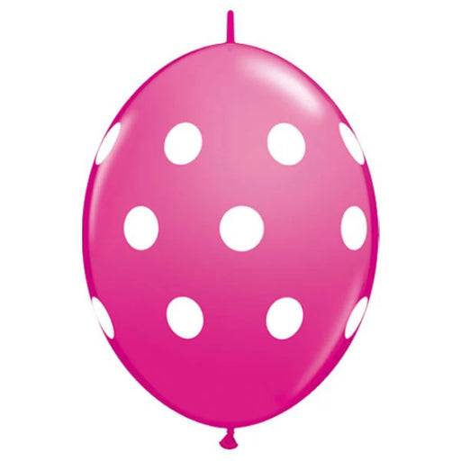 Qualatex QuickLink 12" Big Polka Dots Wild Berry Latex Balloons (50/Pk)