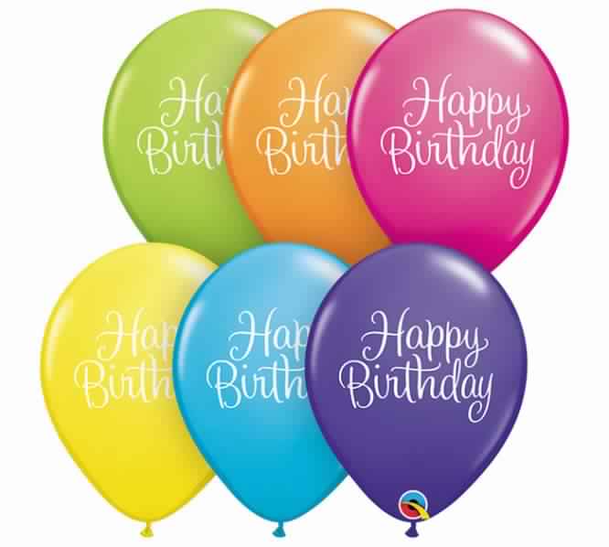 Elegant 11" Qualatex Happy Birthday Classy Script Latex Balloons (50/Pk)