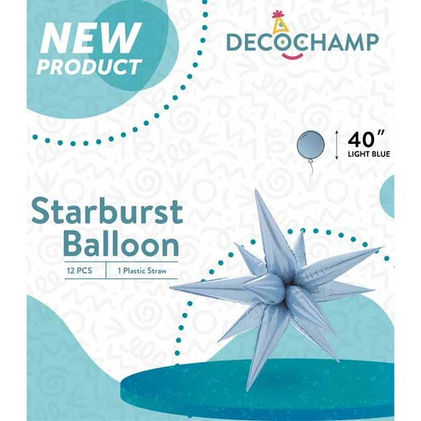 DecoChamp 40" Light Blue Starburst Foil Balloon