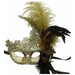 Silver Lace Masquerade Mask with Feathers