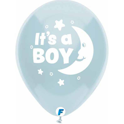 Funsational 12" Round "It's a BOY" Moon Blue Balloon (8/Pk)
