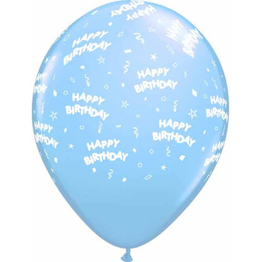 HAPPY BDAY ALL OVER 12" 50/BAG LT BLUE