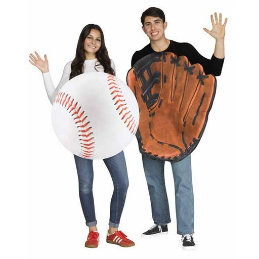 Déguisement de couple baseball et gant pour adultes