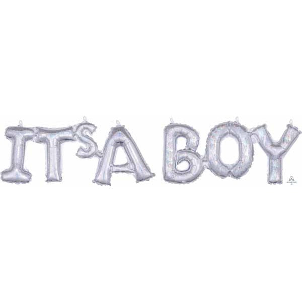 It's a Boy Holographic Block Phrase Balloon