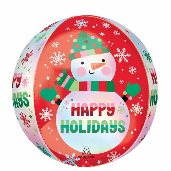 Happy Holidays Snowman 16" Orbz Foil Balloon