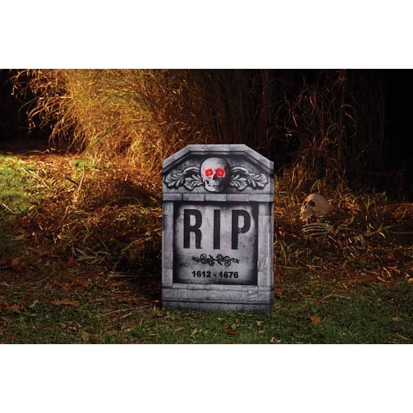 22-Inch Light-Up Photorealistic Skull Tombstone