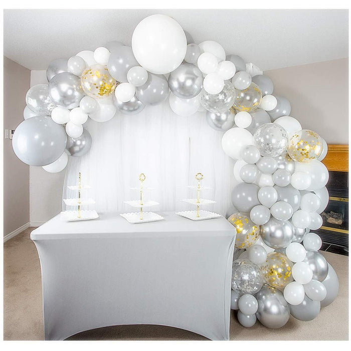 16-Foot DIY White and Gray Balloon Garland and Arch Kit with Silver an —  Shimmer & Confetti