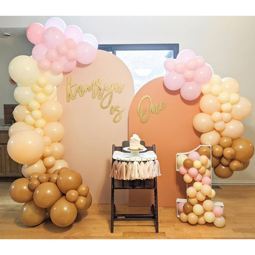 16ft Pink, Ivory, Blush and Caramel Balloon Arch and Garland Kit with Matching Tassels