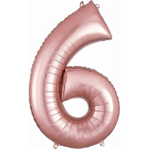34-Inch Rose Gold Number 6 Balloon