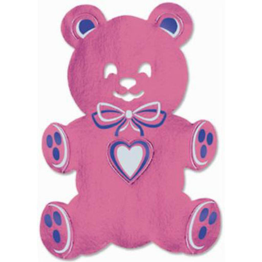 17" Foil Teddy Bear Silhouette Pink Balloon Bulk.
