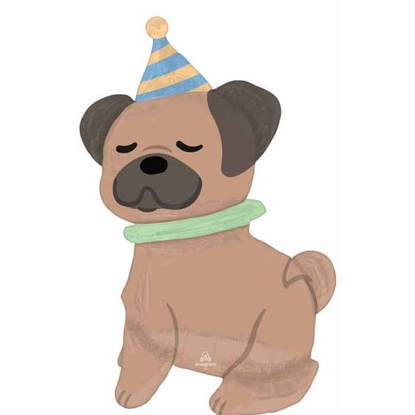 Pawsome Party Pug AirWalker Foil Balloon, 42 Inch