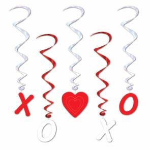 Valentine Whirls Hanging Decorations, 5 Pack