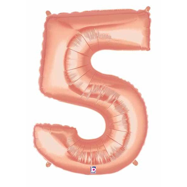 Megaloon Rose Gold Number 5 Balloon, 40 Inch