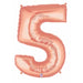 Megaloon Rose Gold Number 5 Balloon, 40 Inch