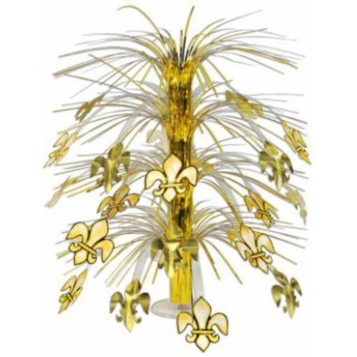 18" Fleur De Lis Cascade Centerpiece In Gold Finish.