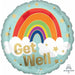 18" Get Well Gold Rainbow Round Balloon With Helium, Ribbon And Weight In S40 Packaging