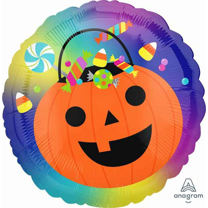 Halloween Pumpkin Bucket Foil Balloon - 18"