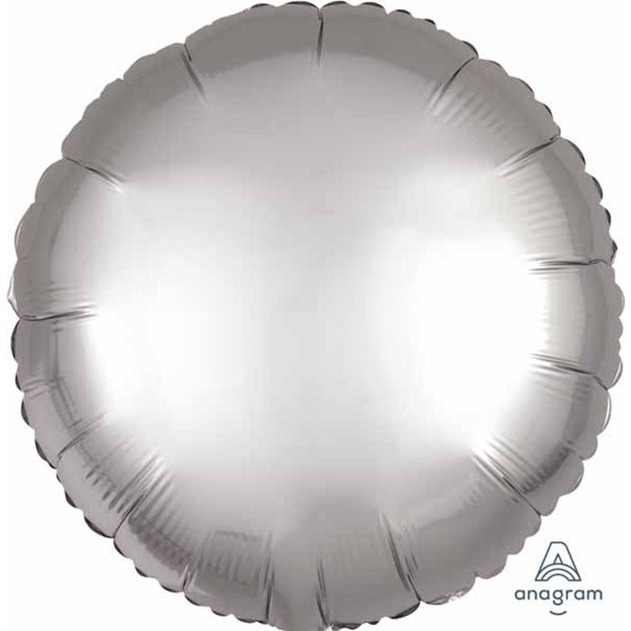 18" Round Platinum Satin Luxe Tablecloth And Napkin Set.