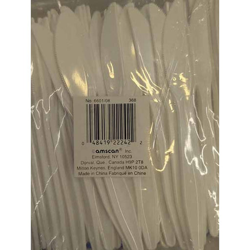 White Plastic Knives, 100 Pack