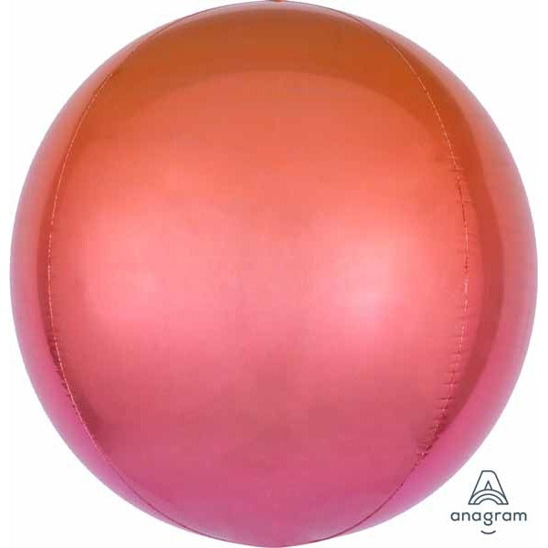 Red & Orange Ombre Orbz Foil Balloon, 16 Inch