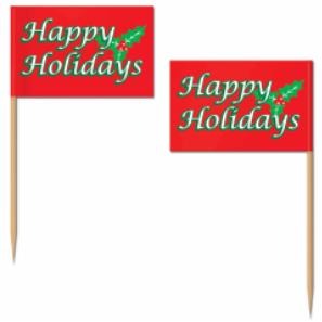Christmas Holiday Flag Picks, 50 Count