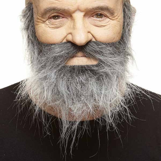 Black and Grey Costume Moustache and Beard Set