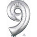 34-Inch Silver Number 9 Foil Balloon