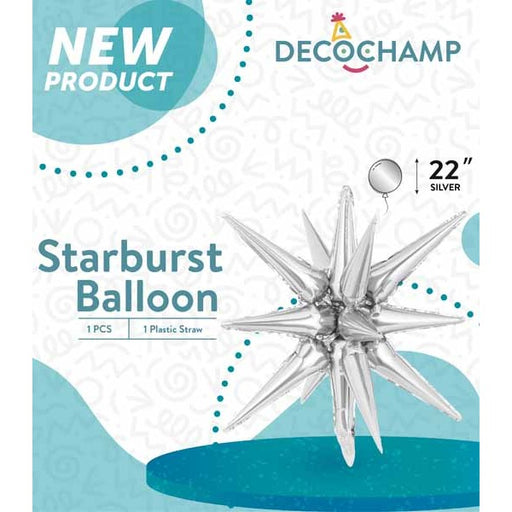 DecoChamp Silver Starburst Foil Balloon, 22 Inch