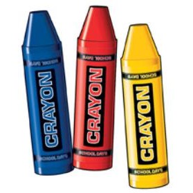 CRAYON CUTOUTS RED YELLOW BLUE (3/PKG)